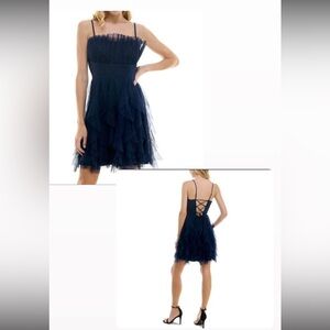 Glitter Tulle Sleeveless Fit & Flare Dress